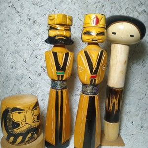 Japanese Wooden Figurine - Traditional Japanese Folk Art - Mingei Dolls - Lucky Charm Doll – Protection Talisman - Vintage 1970&#39;s