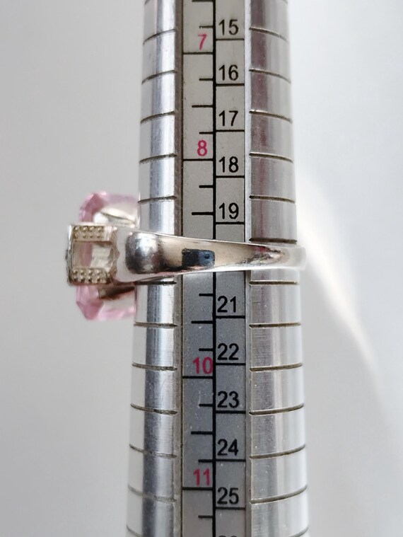 Solid Sterling Silver Hallmarked 925 with Pink CZ… - image 4