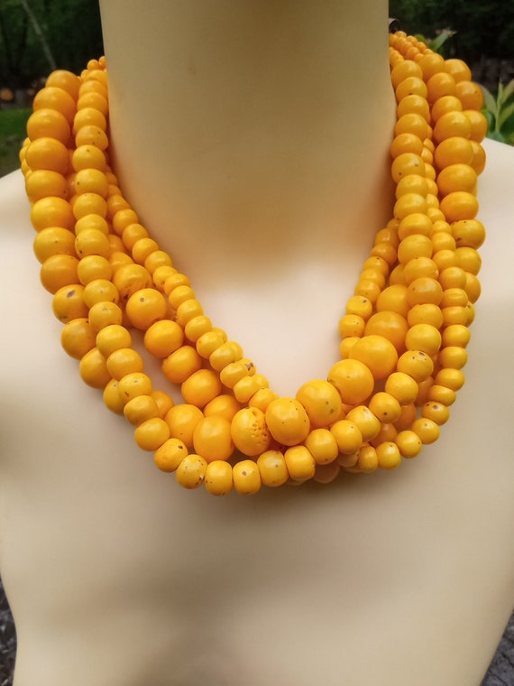 Happy Tropical Yellow Stone Beads Multistrand Nat… - image 5