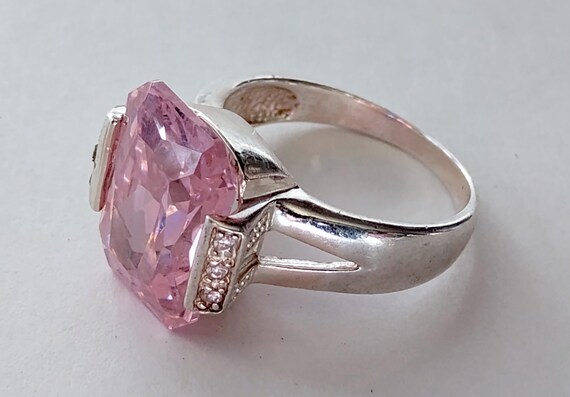 Solid Sterling Silver Hallmarked 925 with Pink CZ… - image 5