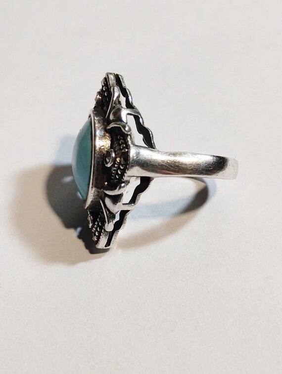 Solid Sterling Silver 925 Simulated Turquoise Lad… - image 5