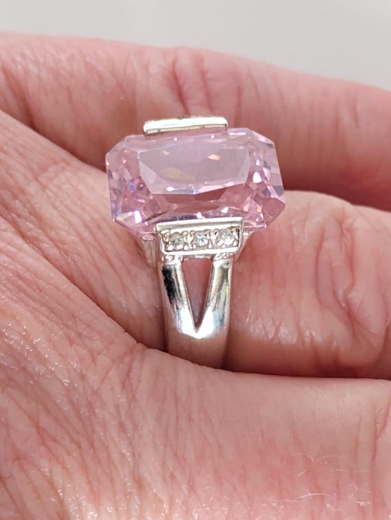 Solid Sterling Silver Hallmarked 925 with Pink CZ… - image 8