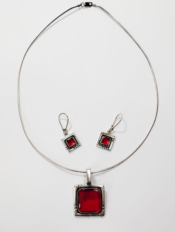 Beautiful Sterling Silver 925 Ruby Imitation Pend… - image 10