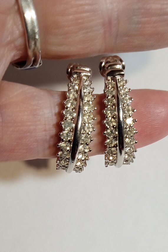 PANETTA Signed Rhinestone Silver Tone Modernist H… - image 6