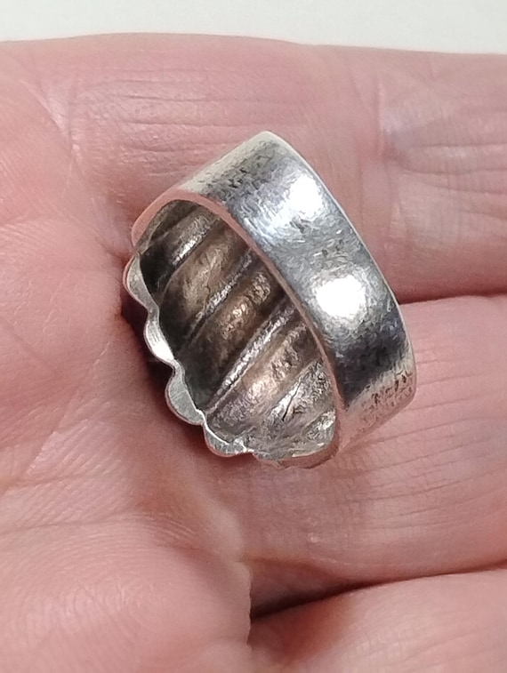 Solid Silver 925 Vintage Ribbed Fluted Unisex RIN… - image 5