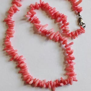 Angel Skin Coral Branches Dainty Necklace with 925 Sterling Silver Clasp, 16&quot; Long, Pretty Pink Color