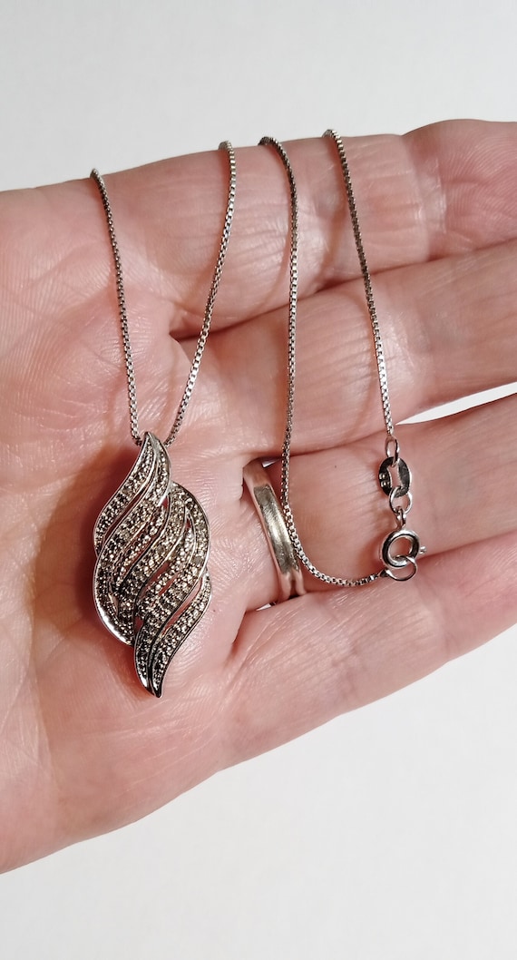 PANETTA Signed Rhinestone Silver Tone Modernist H… - image 7