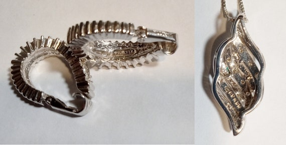 PANETTA Signed Rhinestone Silver Tone Modernist H… - image 9