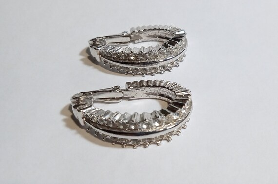 PANETTA Signed Rhinestone Silver Tone Modernist H… - image 3