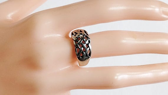 Solid Sterling Silver 925 Woven Design Ring Band,… - image 10