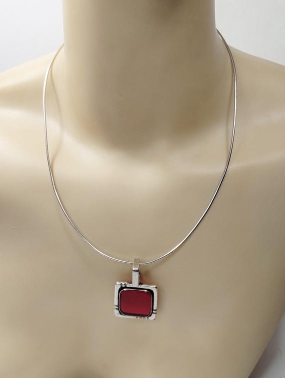 Beautiful Sterling Silver 925 Ruby Imitation Pend… - image 2