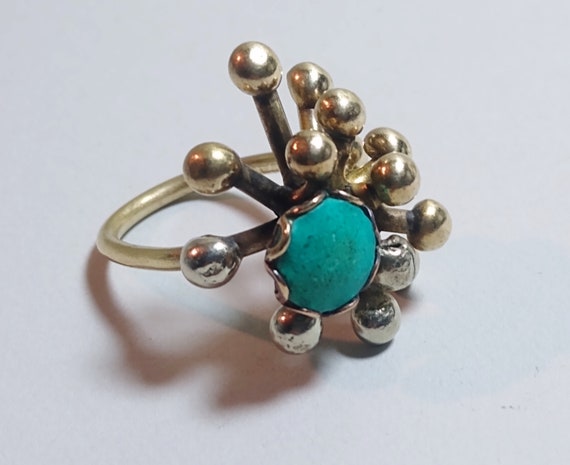 Vintage Sterling Silver Real Turquoise Hand Made … - image 1