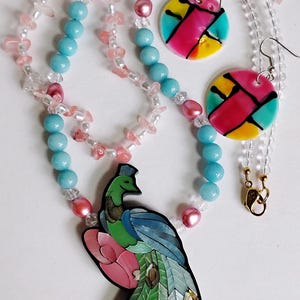 LEE SANDS Gemstones, Real Pearls Designer Necklace with Abalone Inlay Peacock, plus Quartz Necklace & Shell Earrings. Fast FREE Ship