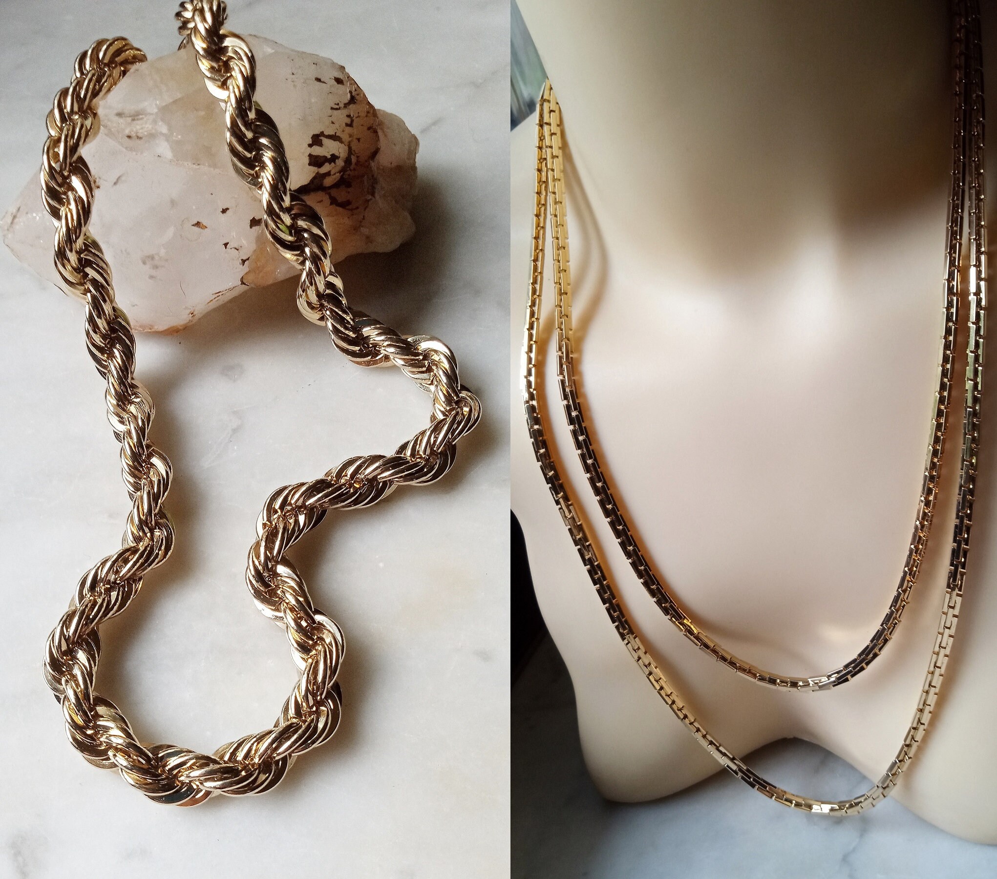 1980s 14kt Gold Herringbone Chain - Etsy