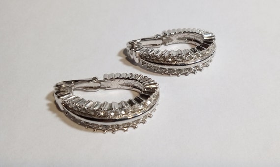 PANETTA Signed Rhinestone Silver Tone Modernist H… - image 2