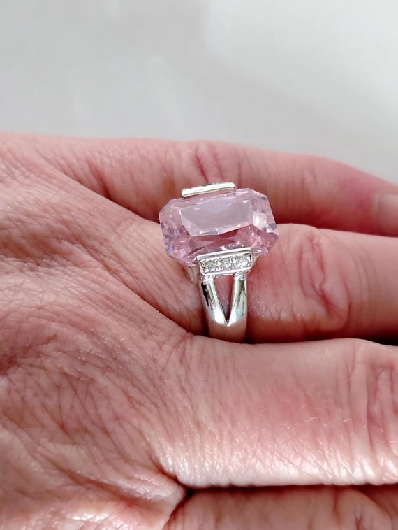 Solid Sterling Silver Hallmarked 925 with Pink CZ… - image 9