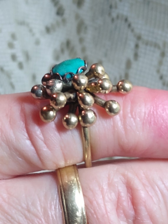 Vintage Sterling Silver Real Turquoise Hand Made … - image 3