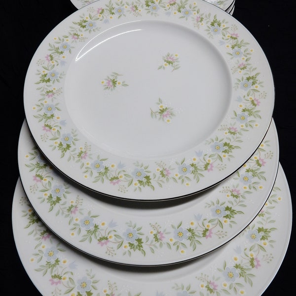 Johann Haviland Forever Spring Platinum Rim Salad Plates SET 6 Made in Bavaria Germany 7-3/4" Excellent.