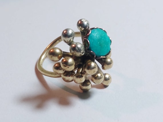 Vintage Sterling Silver Real Turquoise Hand Made … - image 7