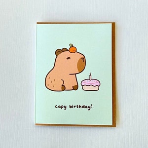 Cute Capybara Birthday Greeting Card, Love Friendship Card Gift, Punny Funny Animal Happy Birthday Card Capy Birthday