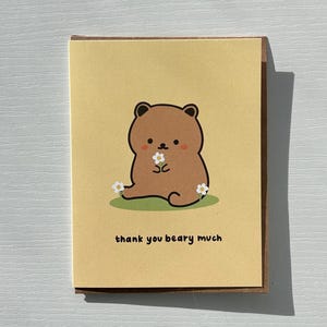 Merci beaucoup Beary, carte de remerciement, carte de voeux de jeu de mots animal ours mignon, cadeau d'amitié amour, carte drôle de petit chien, carte de Saint-Valentin