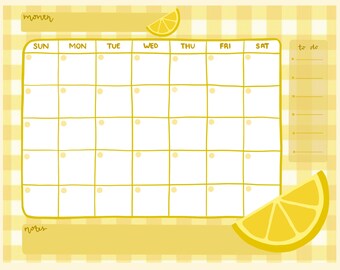 PRINTABLE CALENDAR Pink Peaches Cute Digital Monthly - Etsy