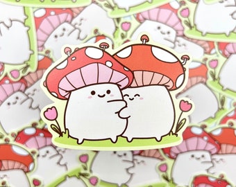 Cute Mushroom Waterproof Sticker, Matte Sticker, Kawaii Vinyl Sticker, Gifts for Her, Journaling, Stationery, Water Bottle Laptop Stickers