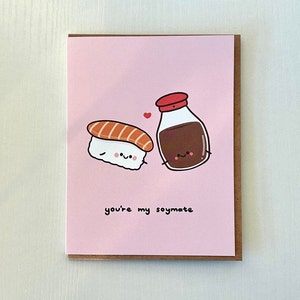 Sushi mignon, vous êtes ma carte de voeux de Saint-Valentin Soymate, cadeau d'amitié d'amour, carte de sushi drôle de petit garçon