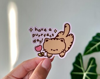 Cute Cat Pun Waterproof Sticker, Matte Sticker, Kawaii Animal Kitty Vinyl Sticker, Gift, Journaling, Stationery, Water Bottle Laptop Sticker