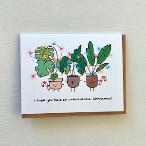 Carte de voeux de Noël plante mignonne, amour amitié cadeau carte de vœux, carte de Noël plante drôle de petit chien