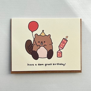 Jolie carte de voeux d'anniversaire castor, carte cadeau amour amitié, carte de joyeux anniversaire petit animal drôle