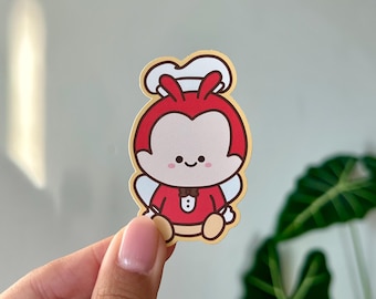Cute Jollibee Waterproof Sticker, Matte Sticker, Kawaii Happy Bee Vinyl Sticker, Gift, Journaling,Stationery, Water Bottle Laptop Sticker
