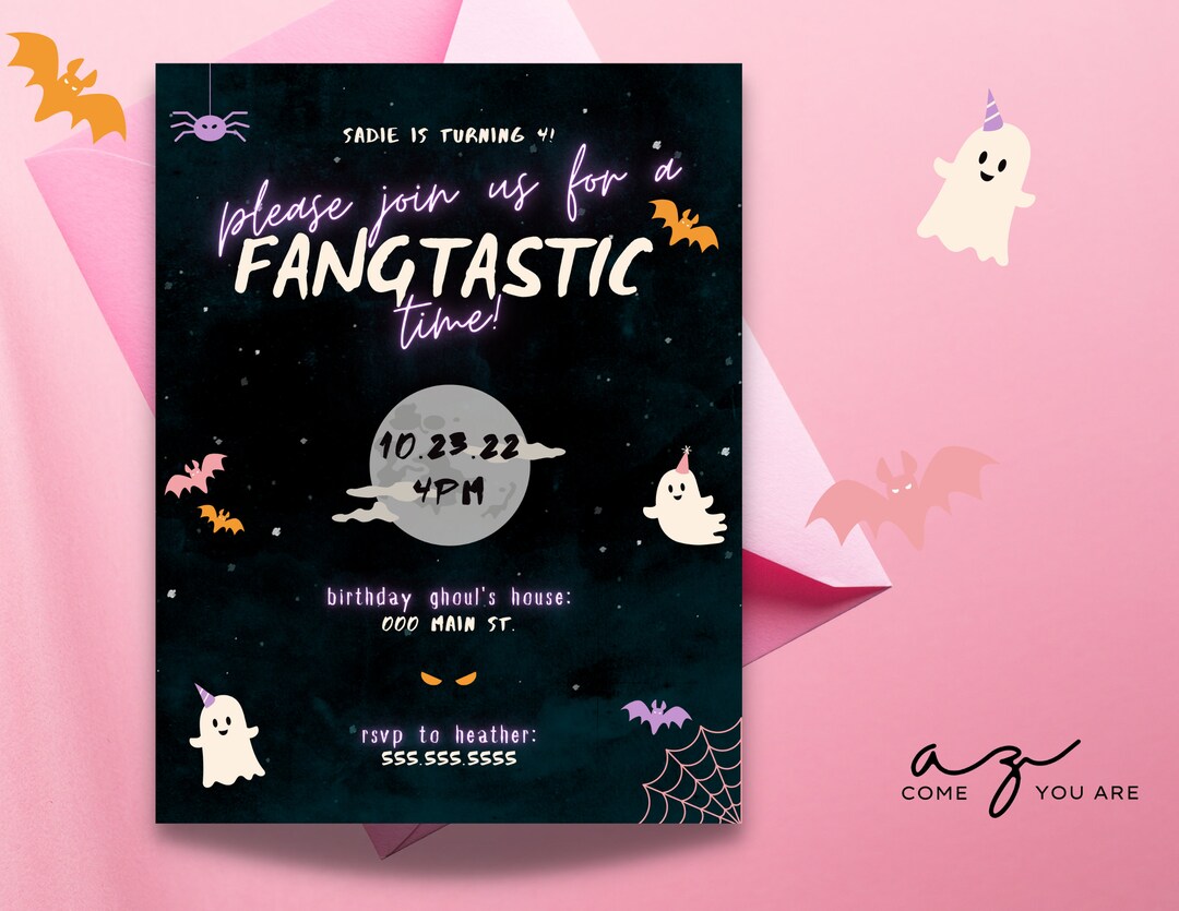 Editable Birthday Party Invitation Halloween Spooky October Fall ...