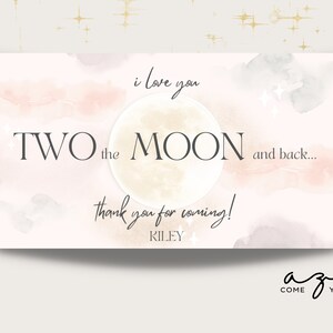 Bearbeitbare Geburtstagsparty Gastgeschenk Two The Moon Digital Download