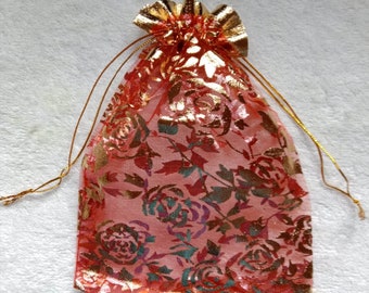 Beautiful Red Goldan Zari Work jewelry Packing & Gift pouch Also Use For Drawstring Pouches For Wedding Pack,Beautiful Gift pouch