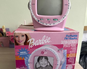 Barbie mini CRT radio black and white screen television with dial