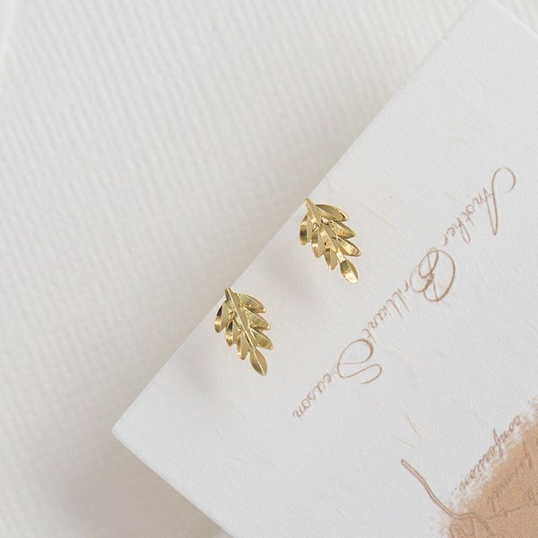 Small Tiny Leaf Studs Gold Silver Stacking Earrings Cute Dainty Leaves Earrings Gold Studs Minimalist Earrings Birthday Gift for Her