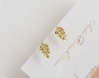 Small Tiny Leaf Studs Gold Silver Stacking Earrings Cute Dainty Leaves Earrings Gold Studs Minimalist Earrings Birthday Gift for Her