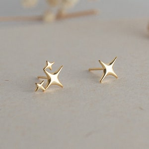 Star Earrings, Mismatched Earrings, Starburst Earrings, Dainty Gold Stud, Minimalist Earrings, North Star Earrings, Celestial Jewelry