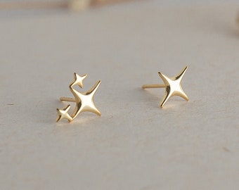 Star Earrings, Mismatched Earrings, Starburst Earrings, Dainty Gold Stud, Minimalist Earrings, North Star Earrings, Celestial Jewelry