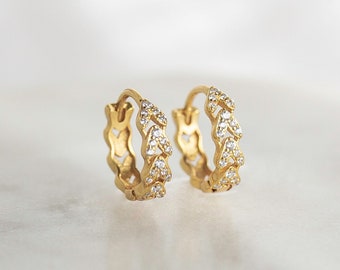 Gold Hoop Earrings, Dainty Hoop Earrings, Diamond Earrings, 925 Sterling Silver Hoops, Gold Huggies, Minimalist Earrings, Gemstone Earrings