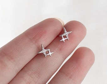 Tiny Star Studs Earrings Double Stars Small Stacking Earrings Silver Gold Celestial Earrings Minimalist Cute Birthday Gift for Her