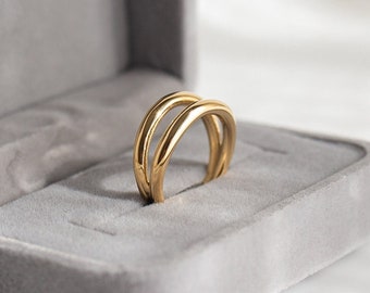 Double Layers Dainty Gold Rings, Non Tarnished Water Proof Rings, 18K Gold Jewelry For Women, Minimalist Rings, Dainty Jewelry Gifts for Her