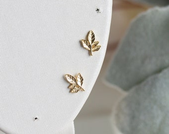 Elegant Leaf Stud Earrings Fall Accessories Minimalist Gold Jewelry Birthday Gift for Her Gift for Women Gold Stacking Earrings Chic Jewelry