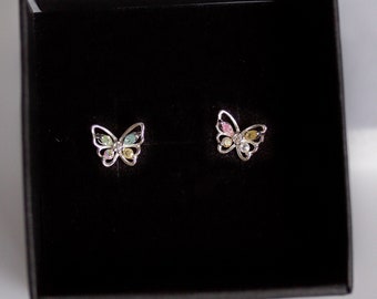 Colorful Butterfly Stud Earrings, Dainty Pastel Butterfly Earrings, Cute Earrings for Girls, Minimalist Earrings, Gift for Her