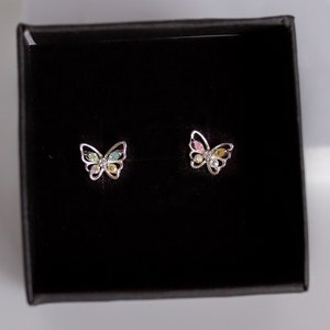 Colorful Butterfly Stud Earrings, Dainty Pastel Butterfly Earrings, Cute Earrings for Girls, Minimalist Earrings, Gift for Her