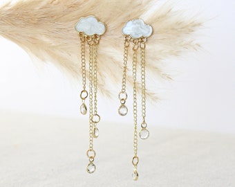 Cloud Earrings Rain Tassel Drop, Small Cloud Earrings, Cute Tiny Kawaii Earrings, Rain Cloud Earrings, Dangle Cloud Earrings, Korean Jewelry