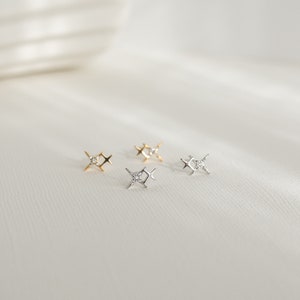 Tiny Star Studs Earrings Double Stars Small Stacking Earrings Silver Gold Celestial Earrings Minimalist Cute Birthday Gift for Her image 9