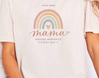 Young Moms Mama Comfort Colors Ivory Shirt, Boho Mother's Day Tee