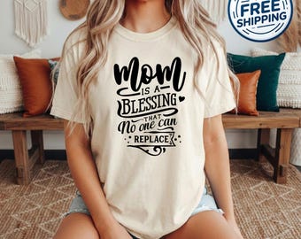 Mamá es una bendición, camiseta Comfort Colors color marfil, camiseta vintage para el Día de la Madre,